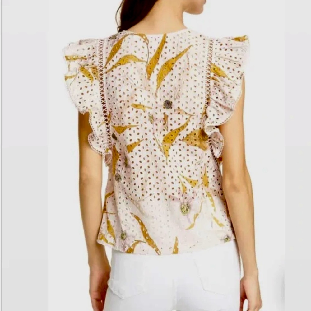 Ted Baker Adaale Cabana Ruffled Button Front Top - Picture 2 of 8